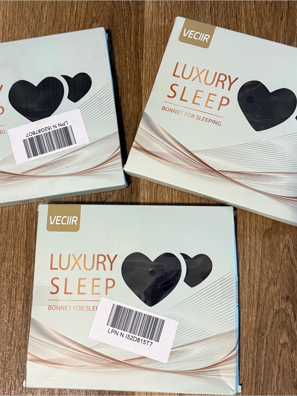 VECIIR Luxury Sleep Bonnet in Black (set of 3)